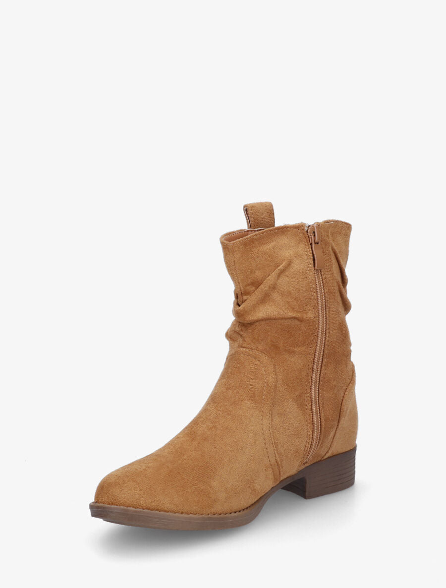 Bottines montantes froncées - Camel - 3