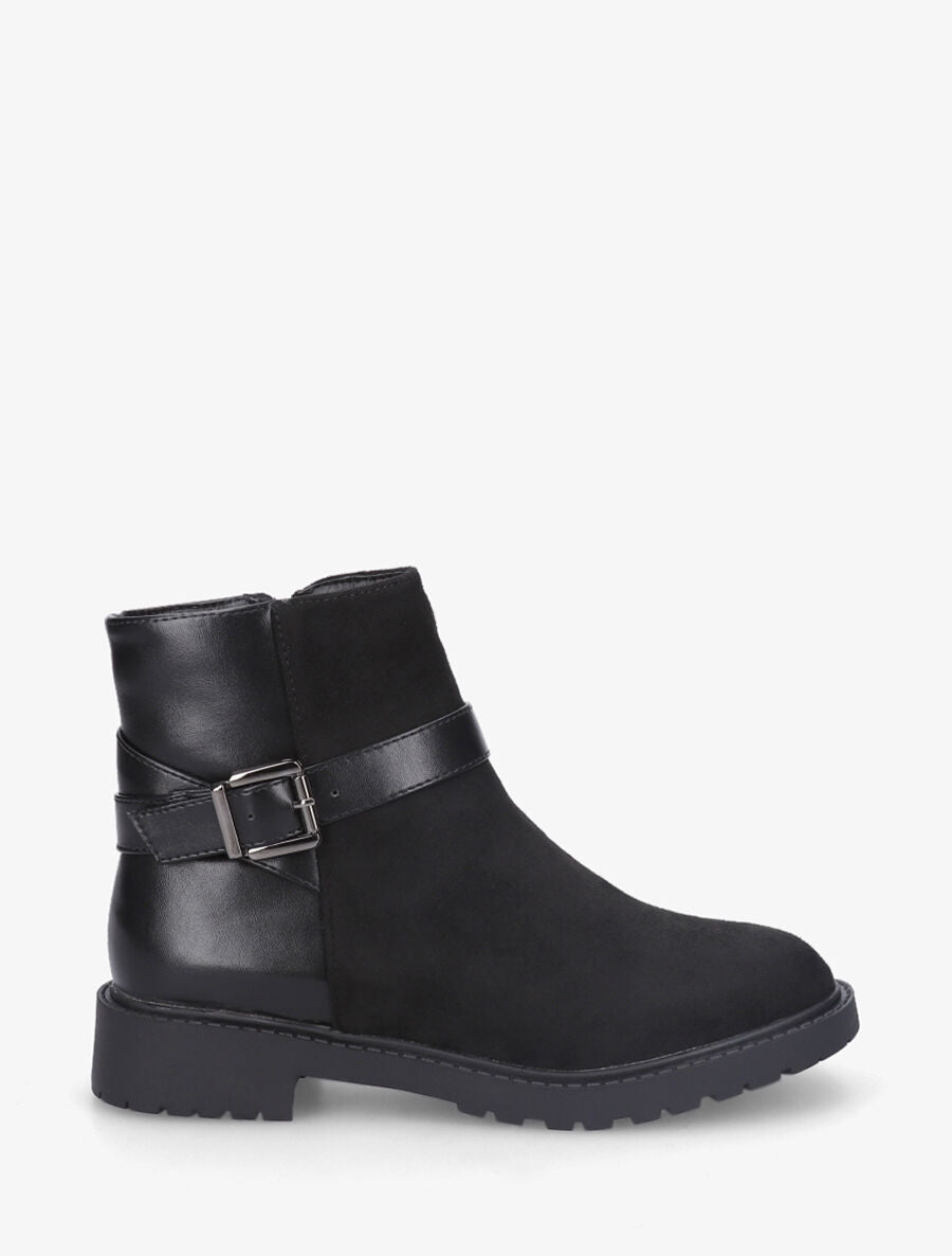 Bottines plates bimatière à boucle - Noir - 5