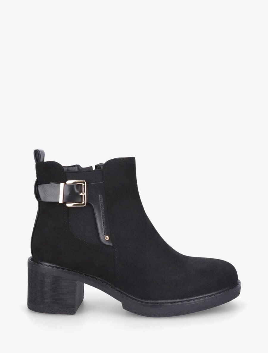 Bottines en suédine à talon - Noir - 5
