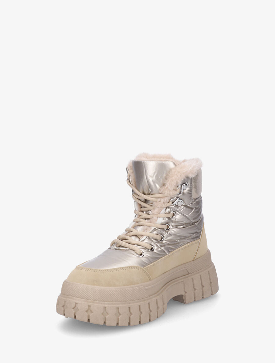 Bottines fourrés effet matelassé - Beige - 3