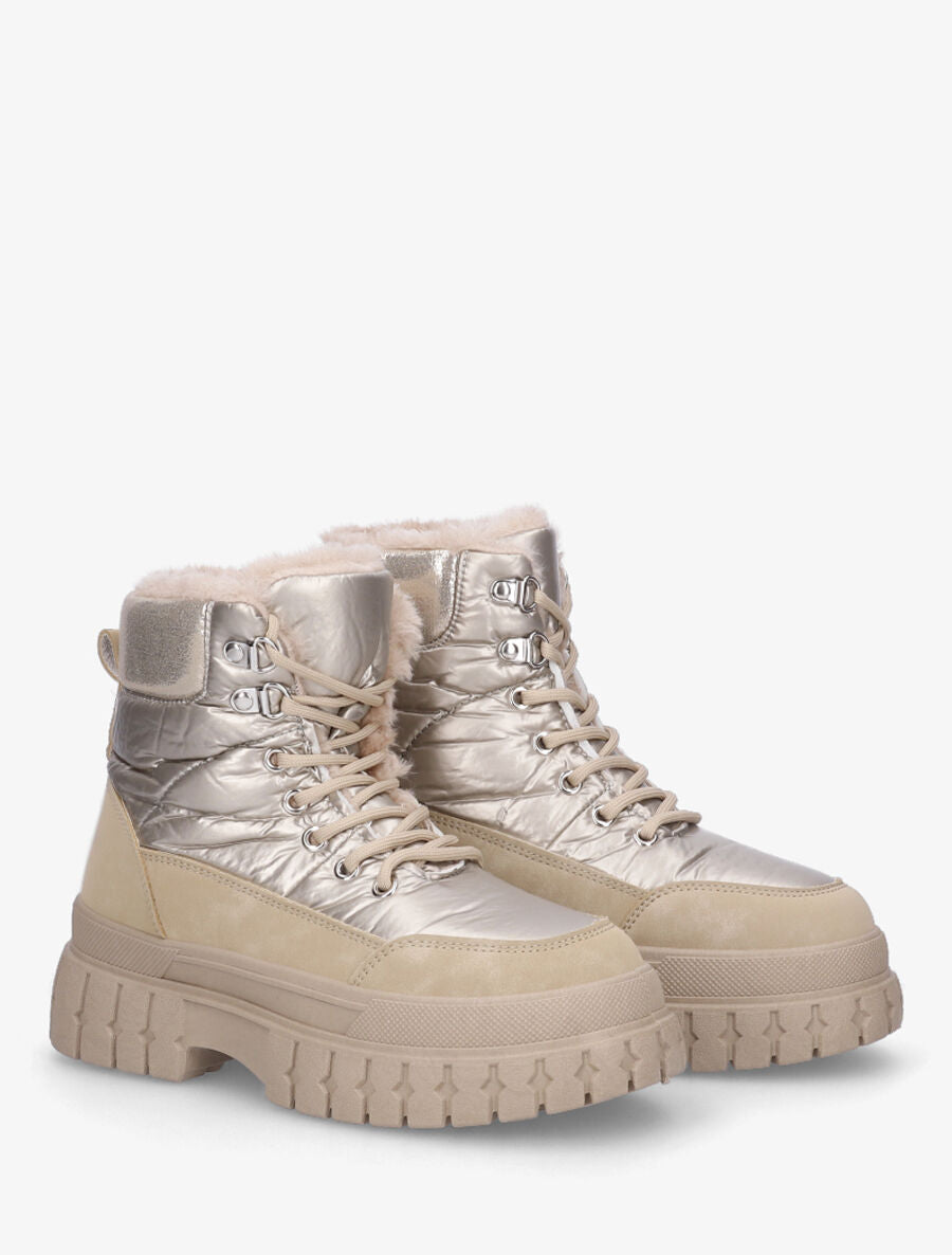 Bottines fourrés effet matelassé - Beige - 4
