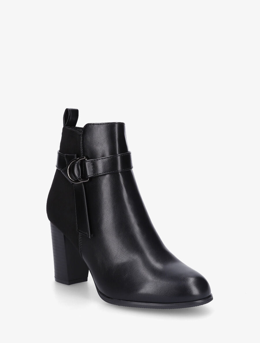 Bottines bimatière à talon - Noir - 2