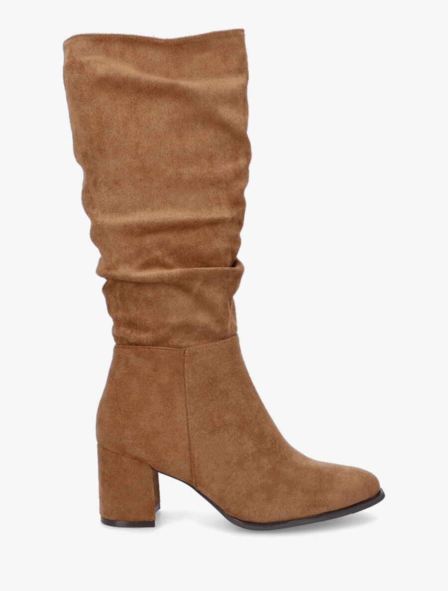 Bottes en suédine à talon - Camel - 1