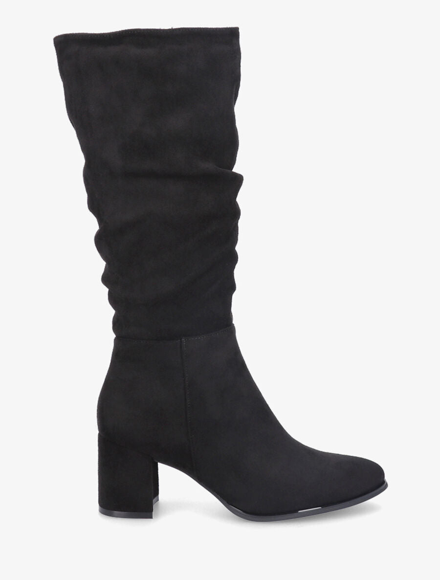 Bottes en suédine à talon - Noir - 5