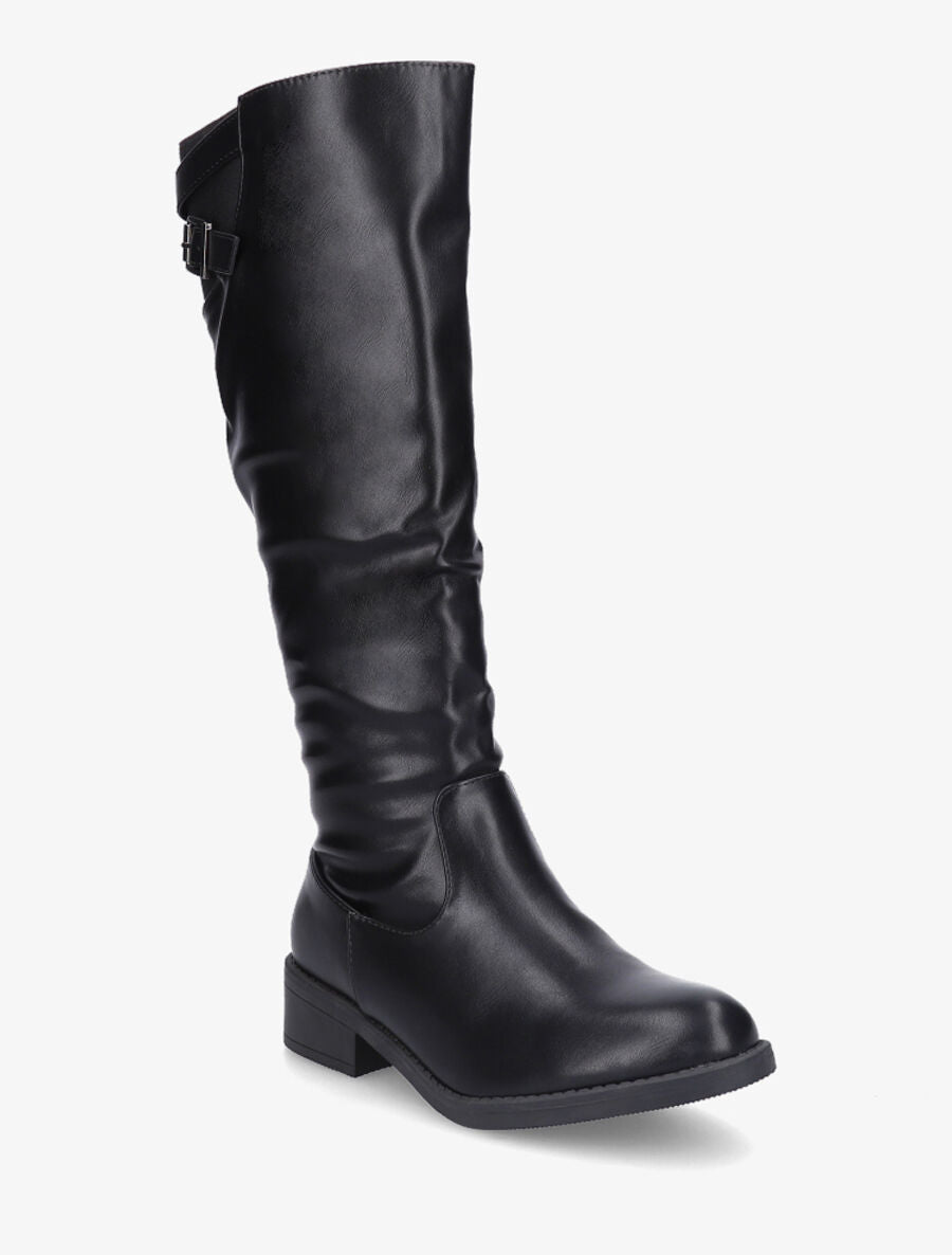 Bottes unies en simili - Noir - 2