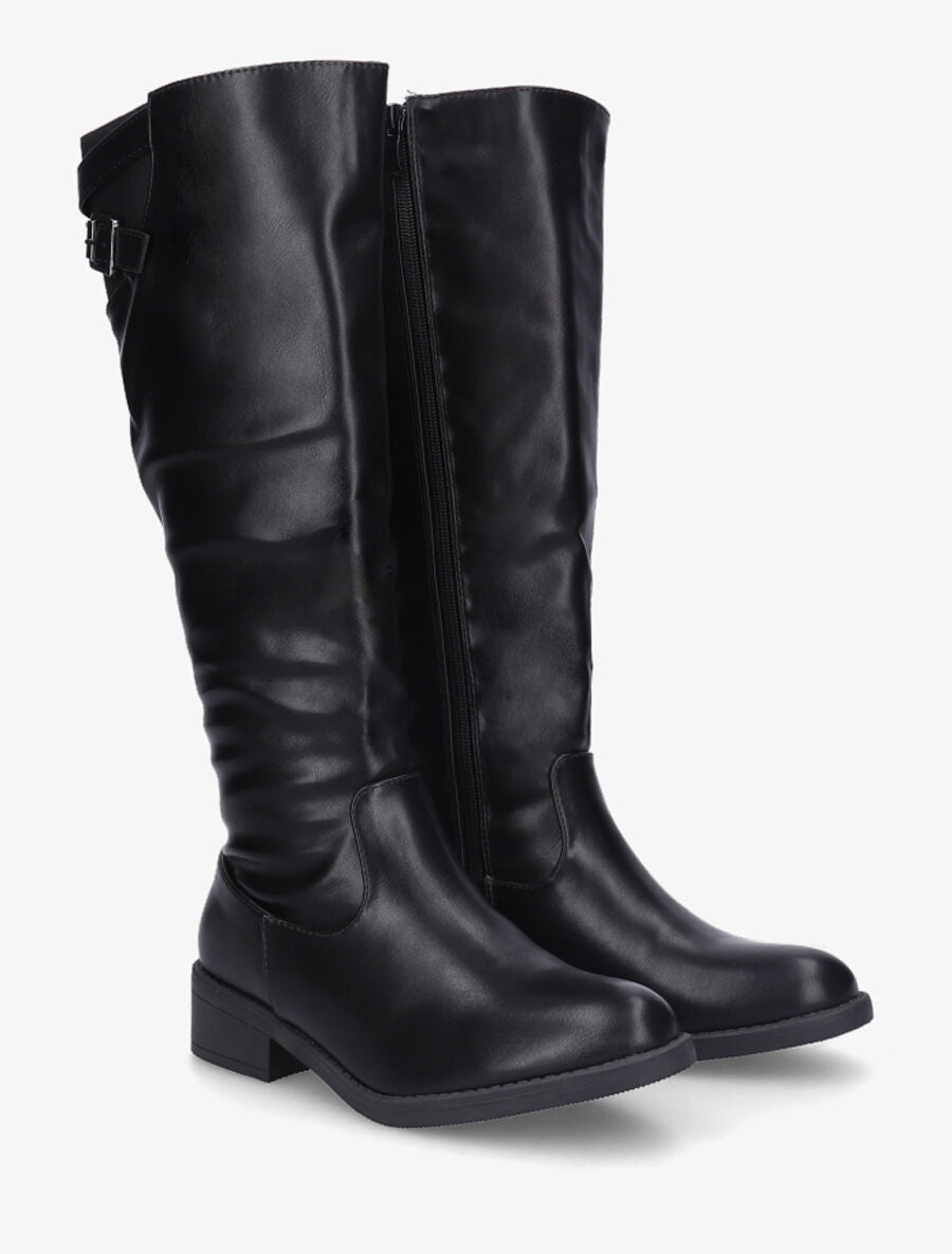 Bottes unies en simili - Noir - 4