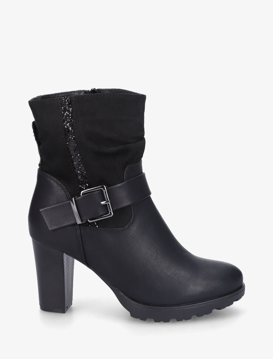 Bottines bi-matière à détail paillettes - Noir - 6