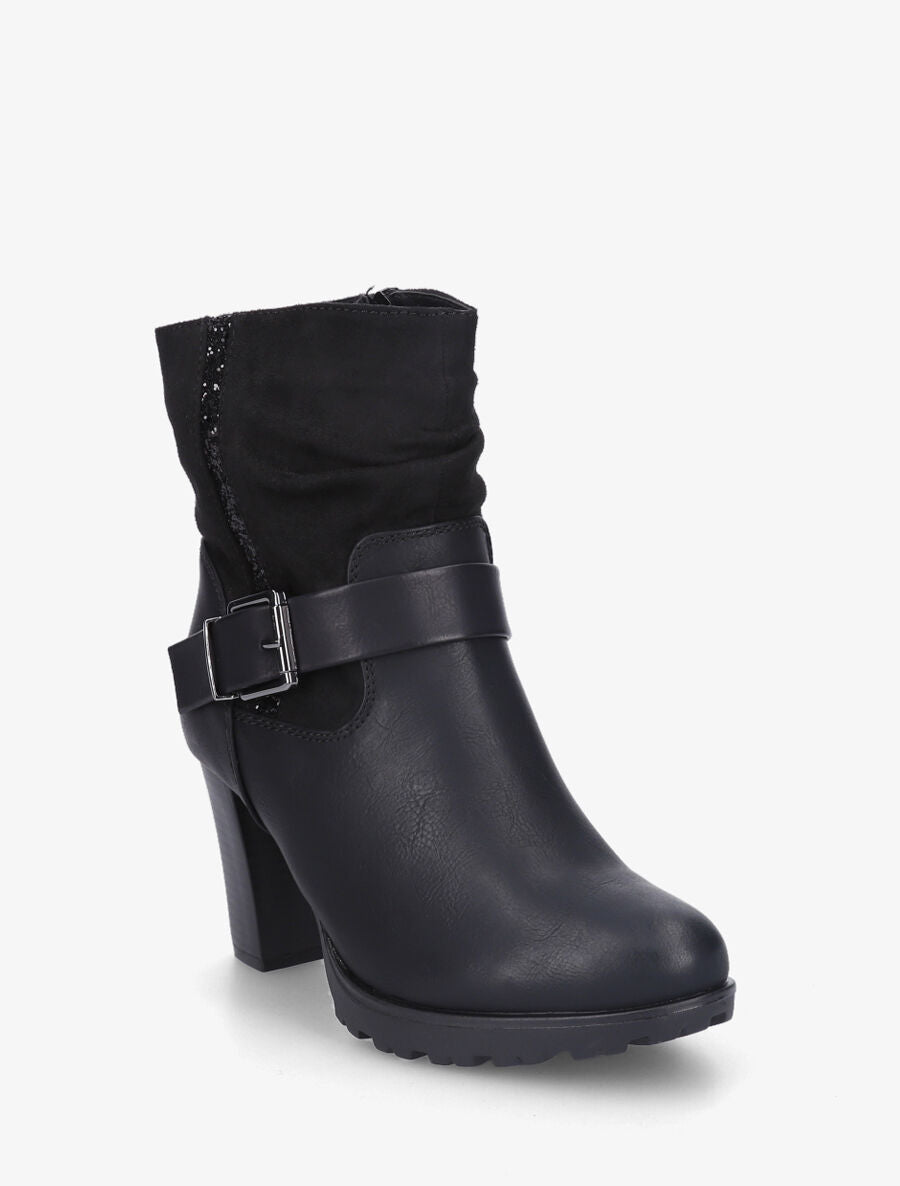 Bottines bi-matière à détail paillettes - Noir - 3