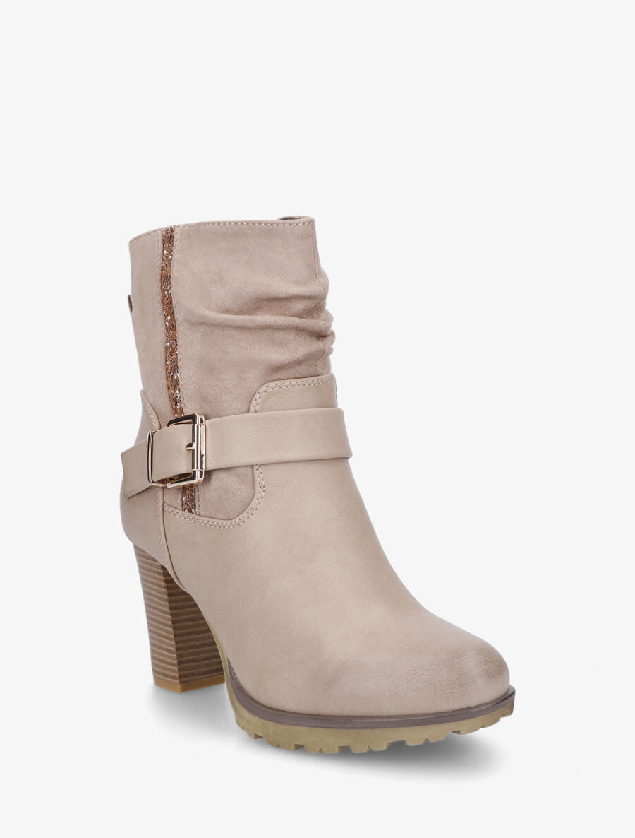 Bottines bi-matière à détail paillettes - Taupe - 2