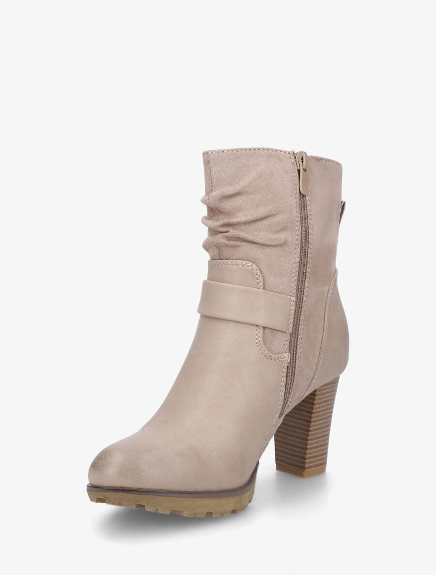 Bottines bi-matière à détail paillettes - Taupe - 3