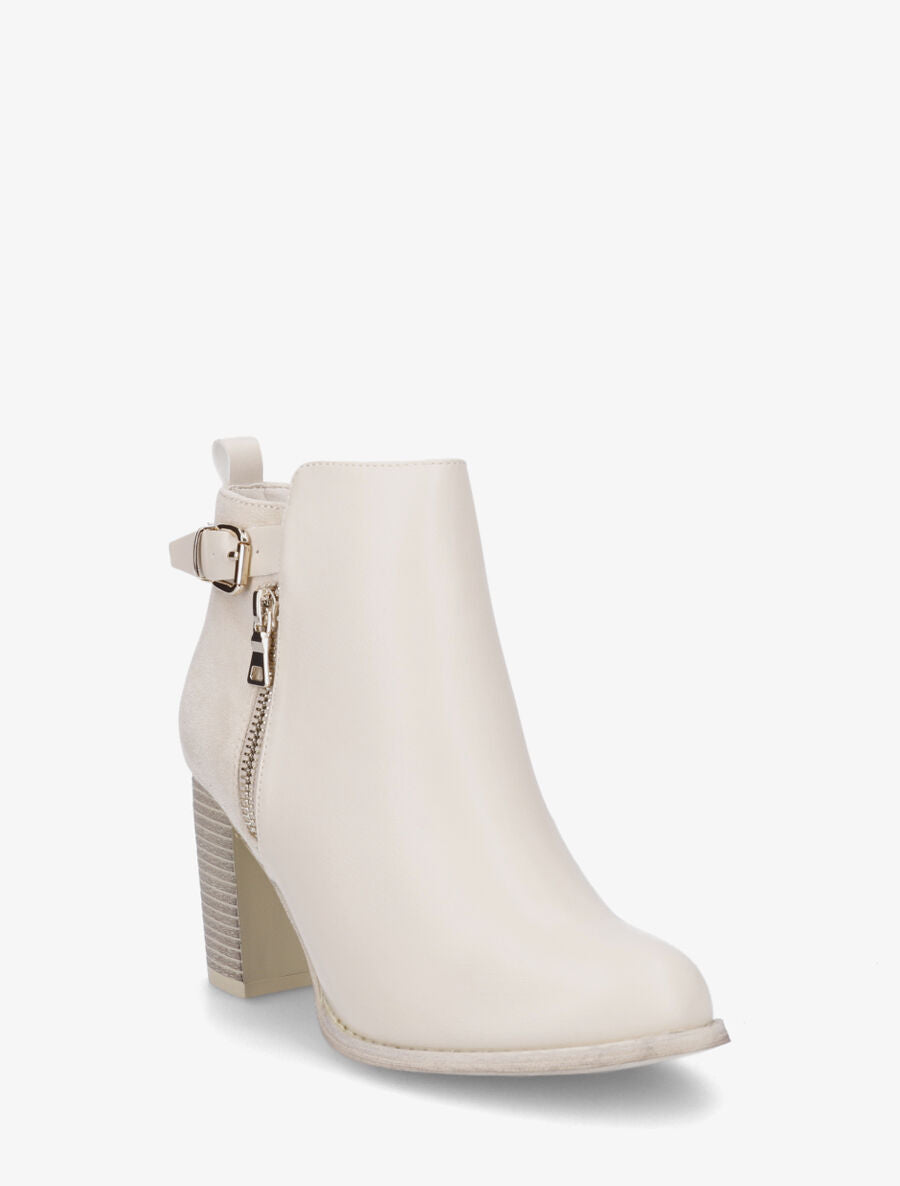 Bottines hautes bi-matière - Beige - 2