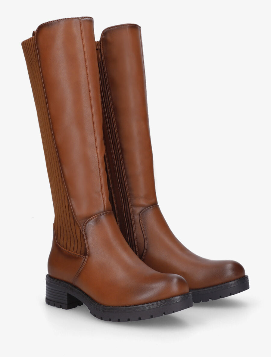 Bottes unies bi-matière - Camel - 4