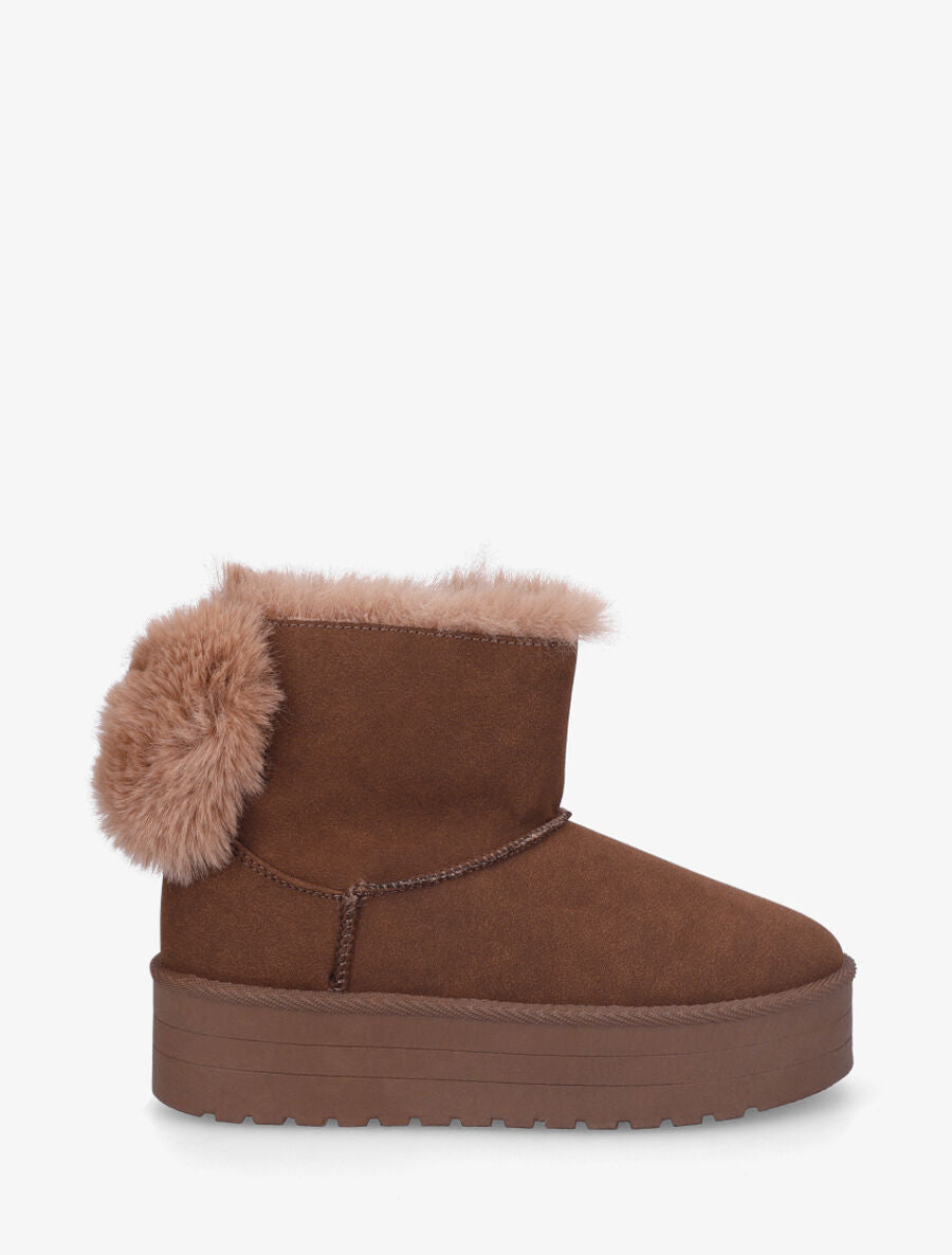 Boots fourrées et fourrure synthétique - Marron - 5