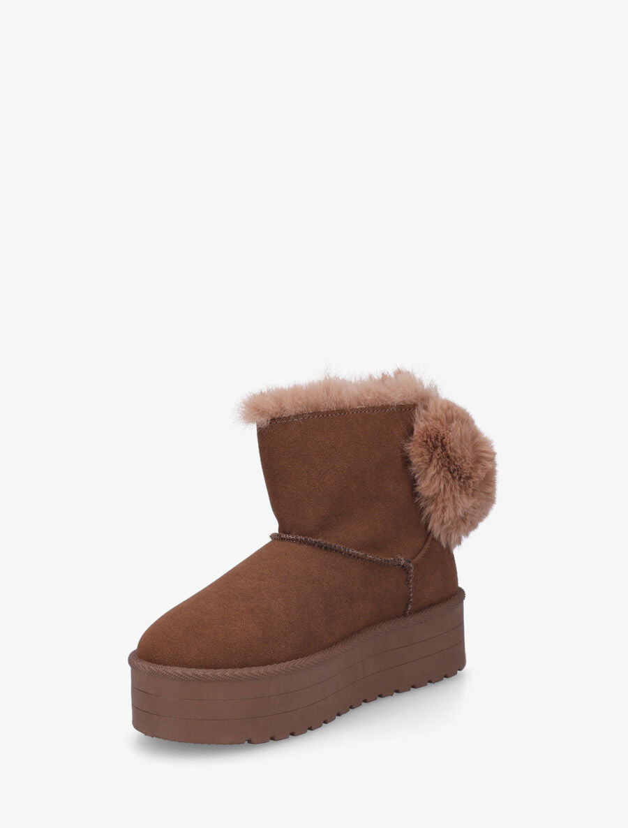 Boots fourrées et fourrure synthétique - Marron - 3