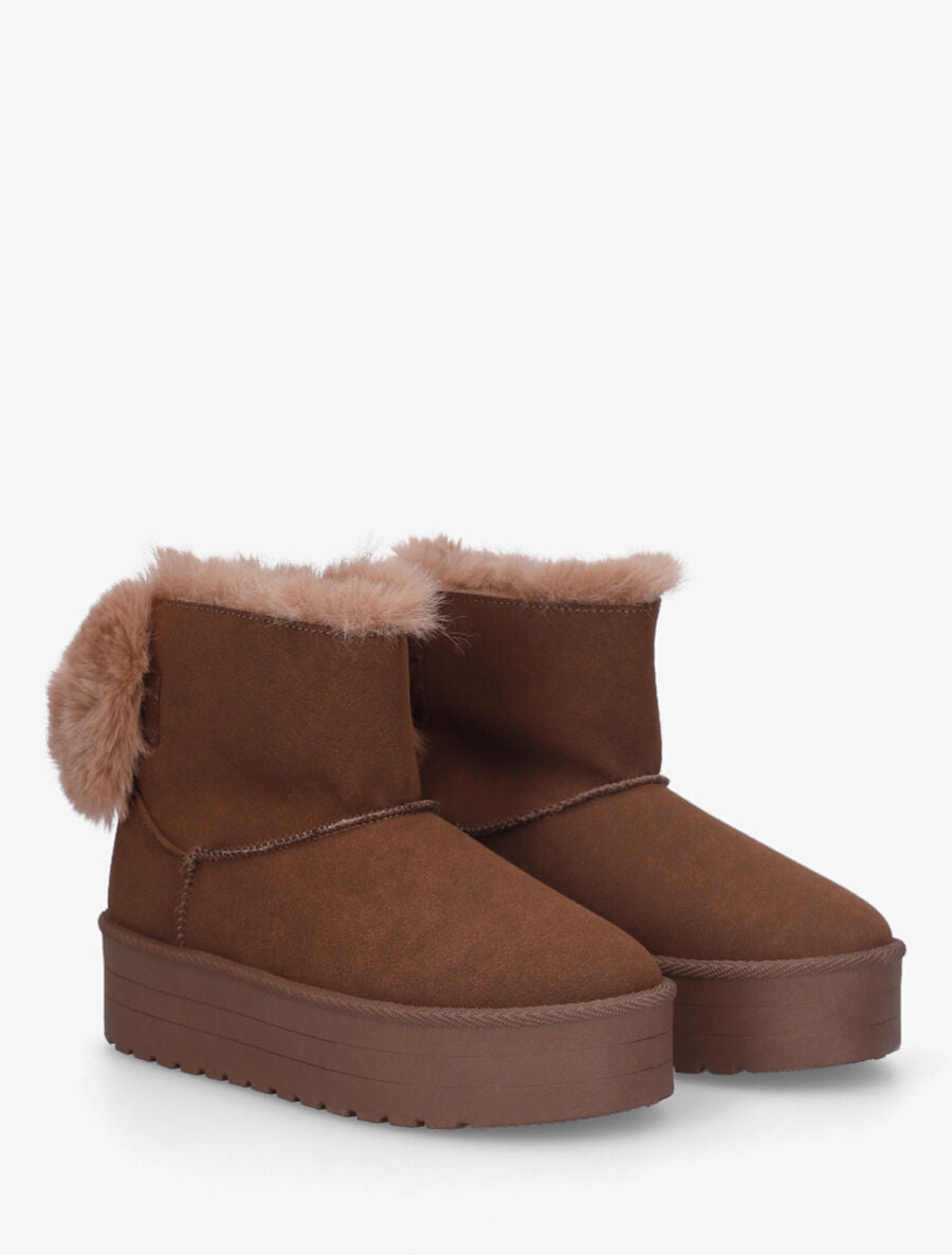 Boots fourrées et fourrure synthétique - Marron - 4