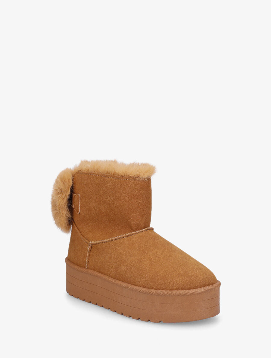 Boots fourrées et fourrure synthétique - Camel - 2