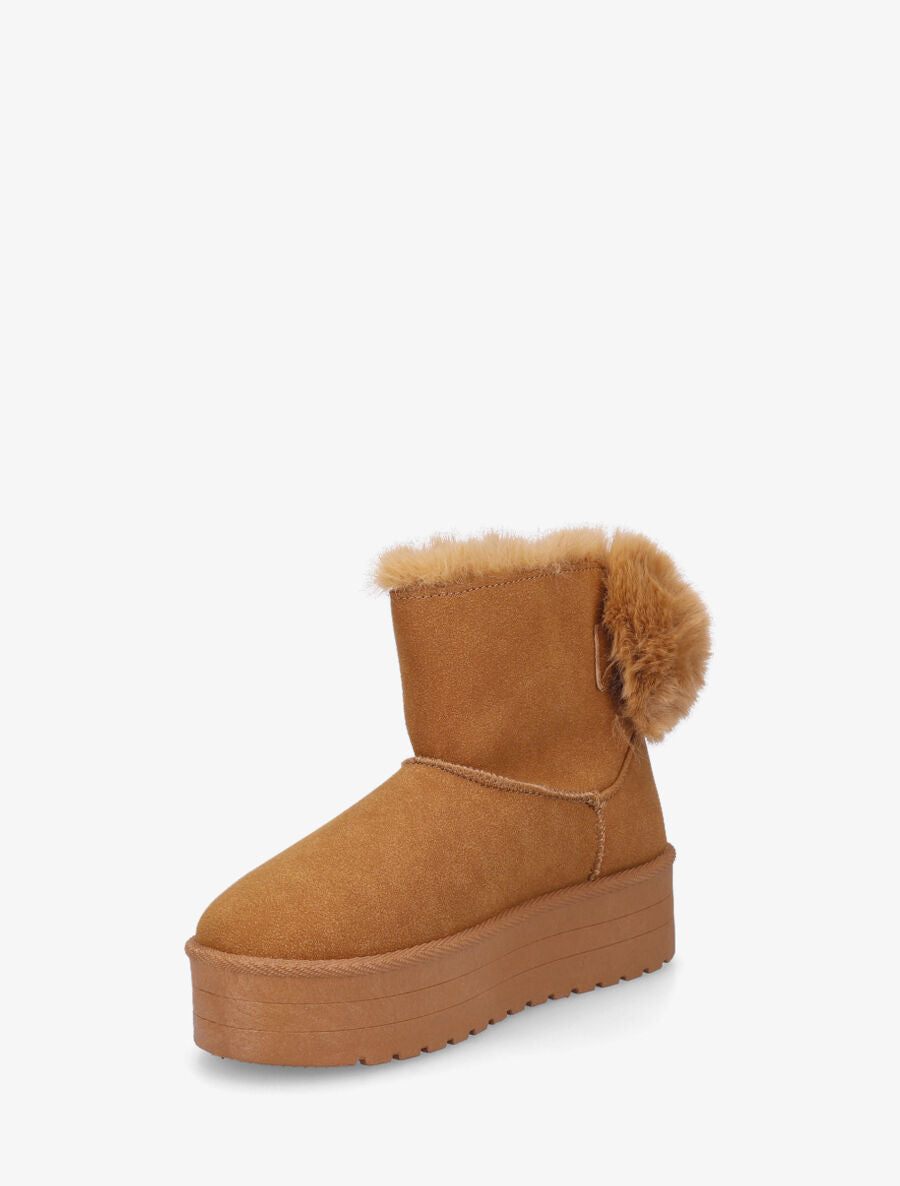Boots fourrées et fourrure synthétique - Camel - 3