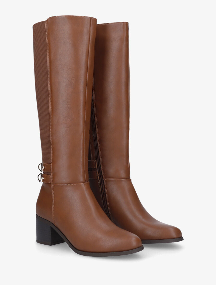 Bottes unies à double sangle - Camel - 4
