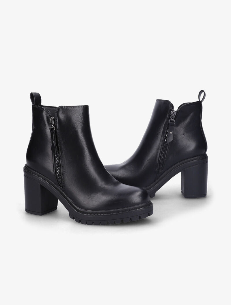 Bottines à talon haut carré - Noir - 1