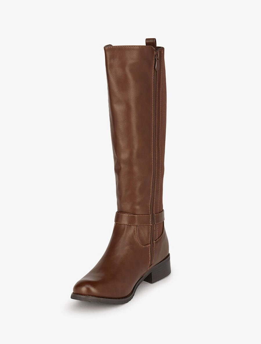 Bottes cavalières élastiquées à détail cadenas - Marron - 3