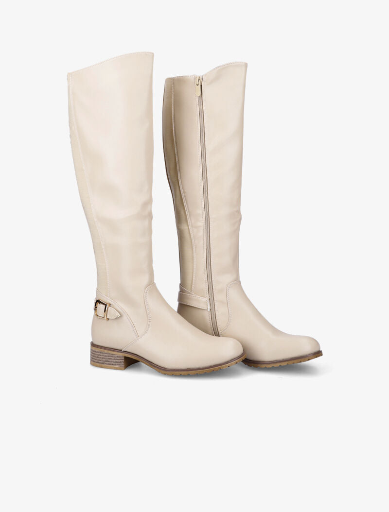 Bottes cavalières élastiquées - Beige - 5