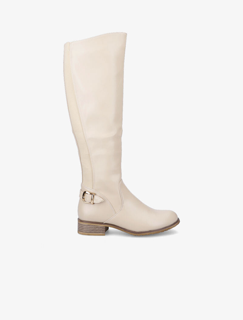 Bottes cavalières élastiquées - Beige - 2
