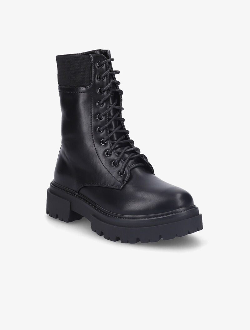 Bottines en simili à plateforme crantée - Noir - 3