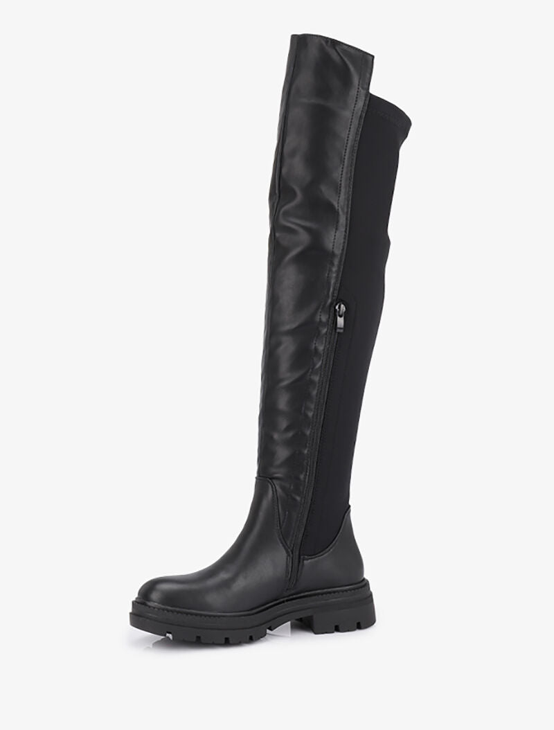 Cuissardes bi-matière à plateforme - Noir - 3