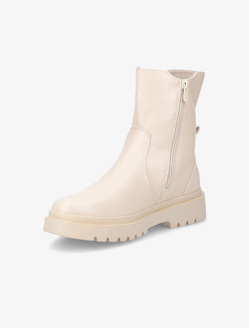Bottines unies à ganse élastiquée côtelée - Beige - 4