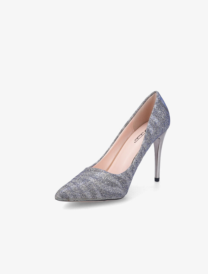 Escarpins zébrés à talon haut et paillettes - Or/argent - 4