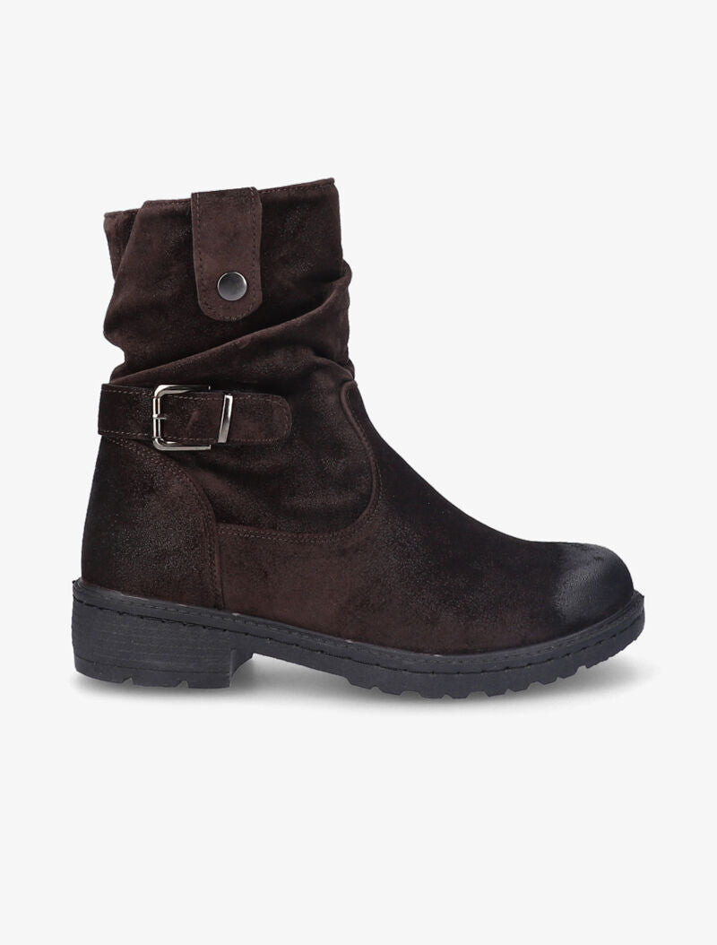 Bottines suédées effet plissé - Marron - 2
