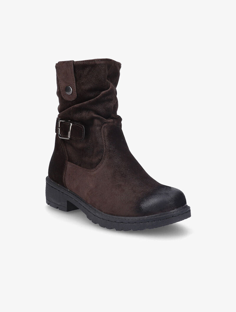 Bottines suédées effet plissé - Marron - 3
