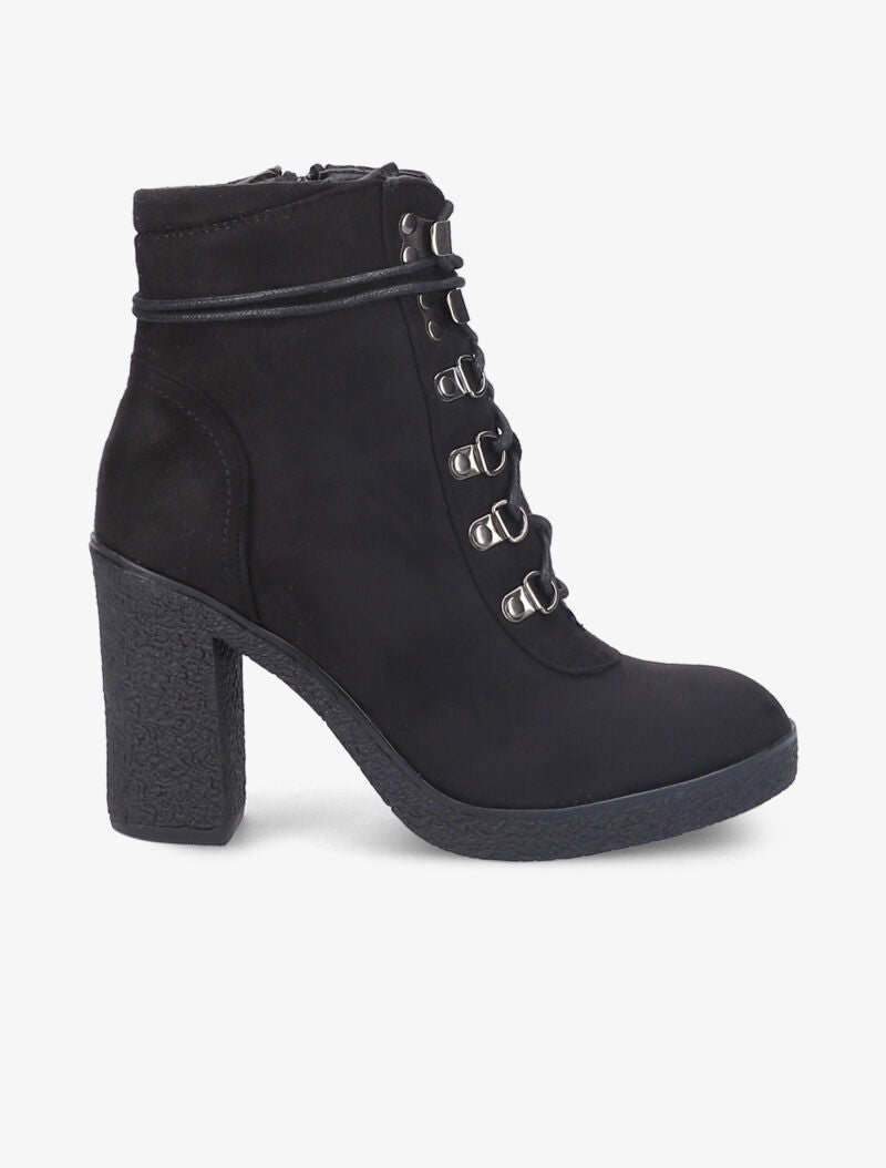 Bottines à talon effet nubuck - Noir - 2