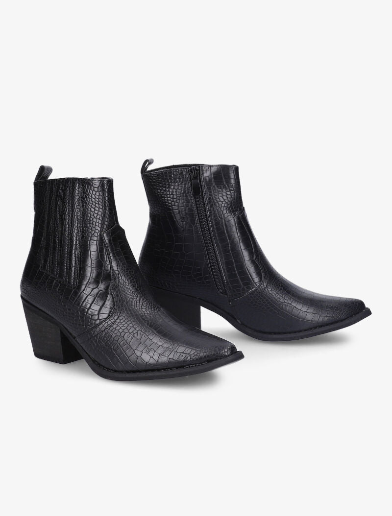 Santiags effet croco - Noir - 5