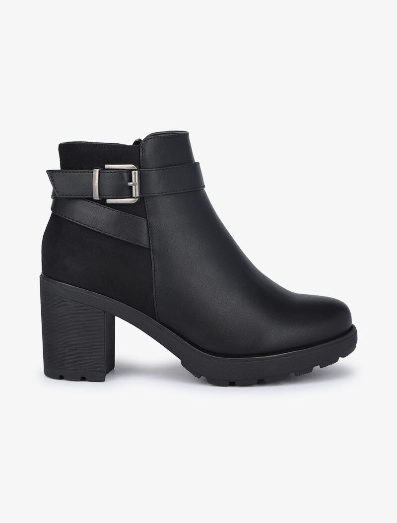 Bottines bi matière à talons - Noir - 2