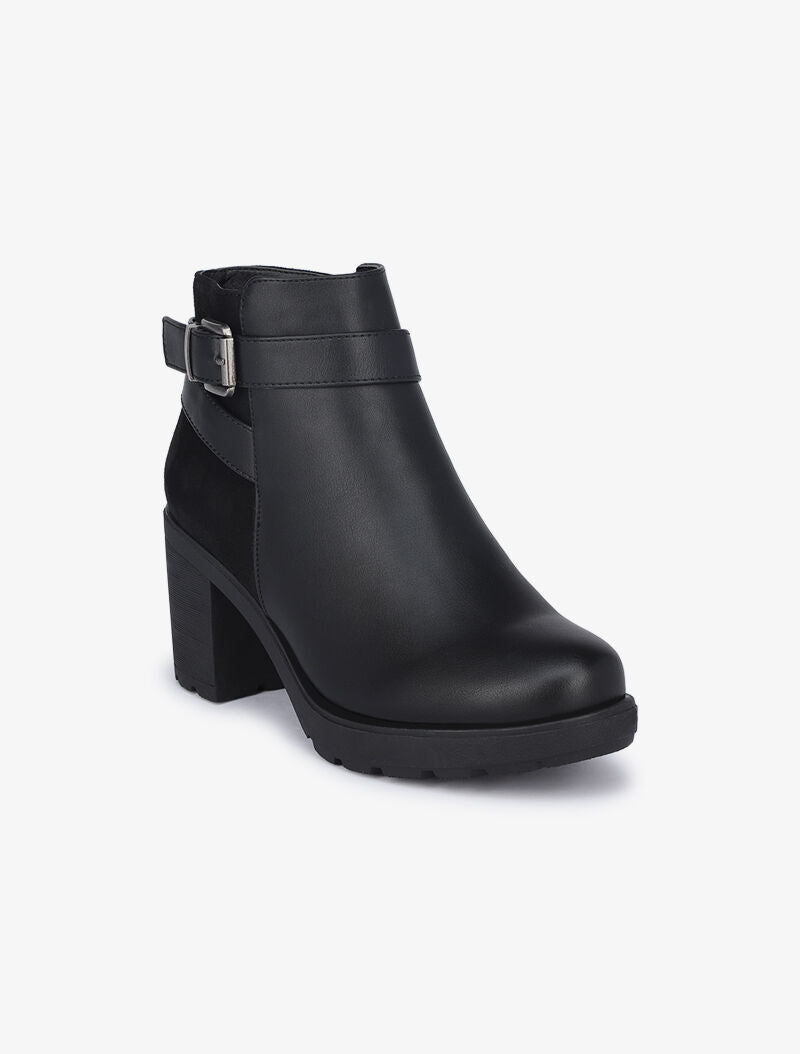 Bottines bi matière à talons - Noir - 3
