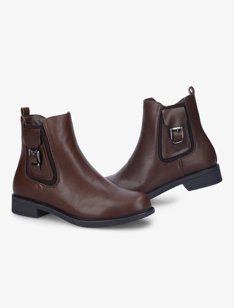 Bottines plates à boucle stylisée - Chocolat - 4