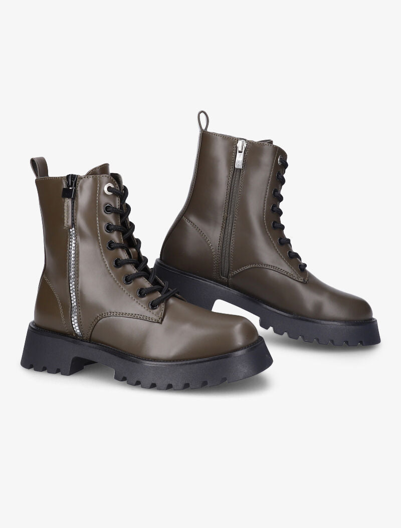 Bottines à zip décoratif stylisé - Kaki - 4
