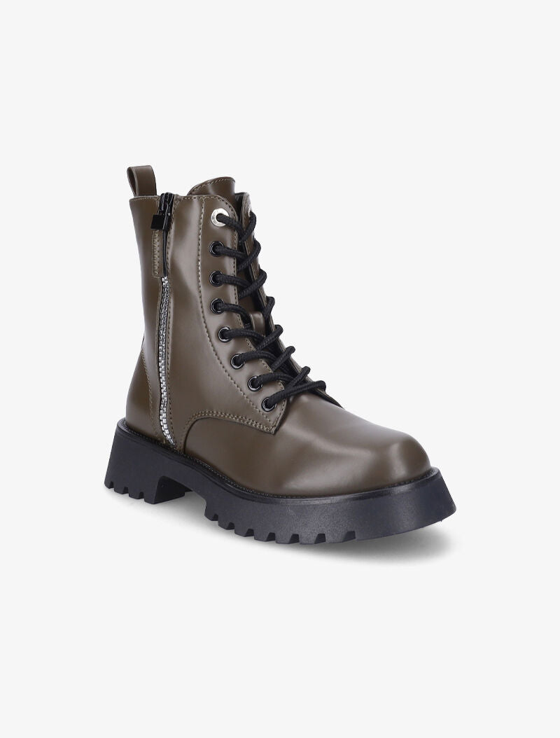 Bottines à zip décoratif stylisé - Kaki - 2