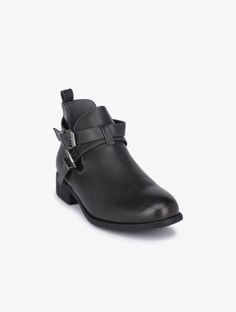 Low boots à sangles et découpes - Anthracite - 3