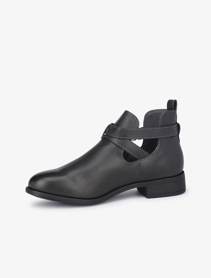 Low boots à sangles et découpes - Anthracite - 4