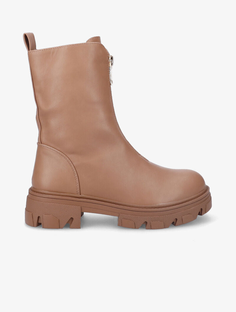 Bottines montantes à zip - Camel - 2