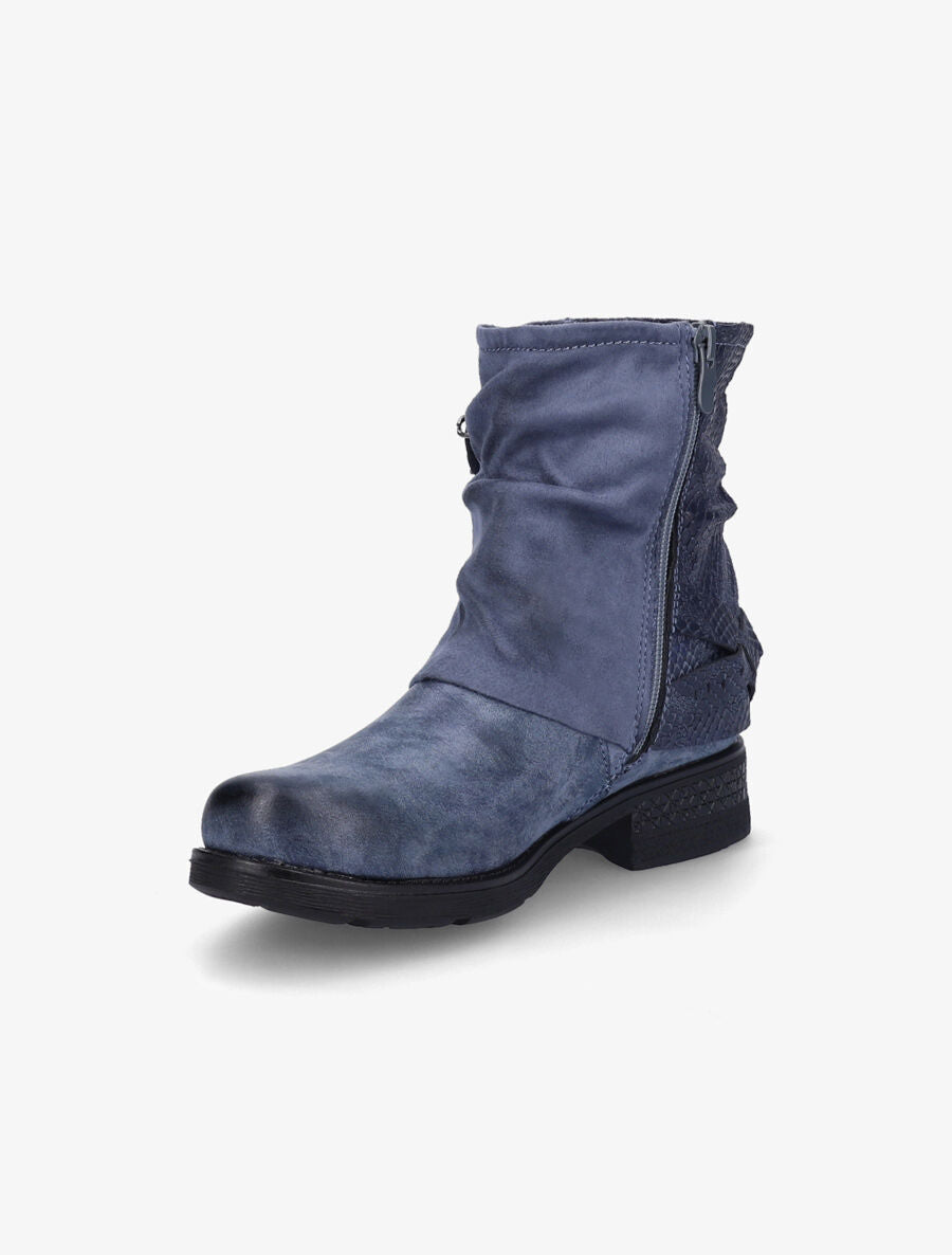 Bottines à pochette cloutée et sangles - Bleu - 4