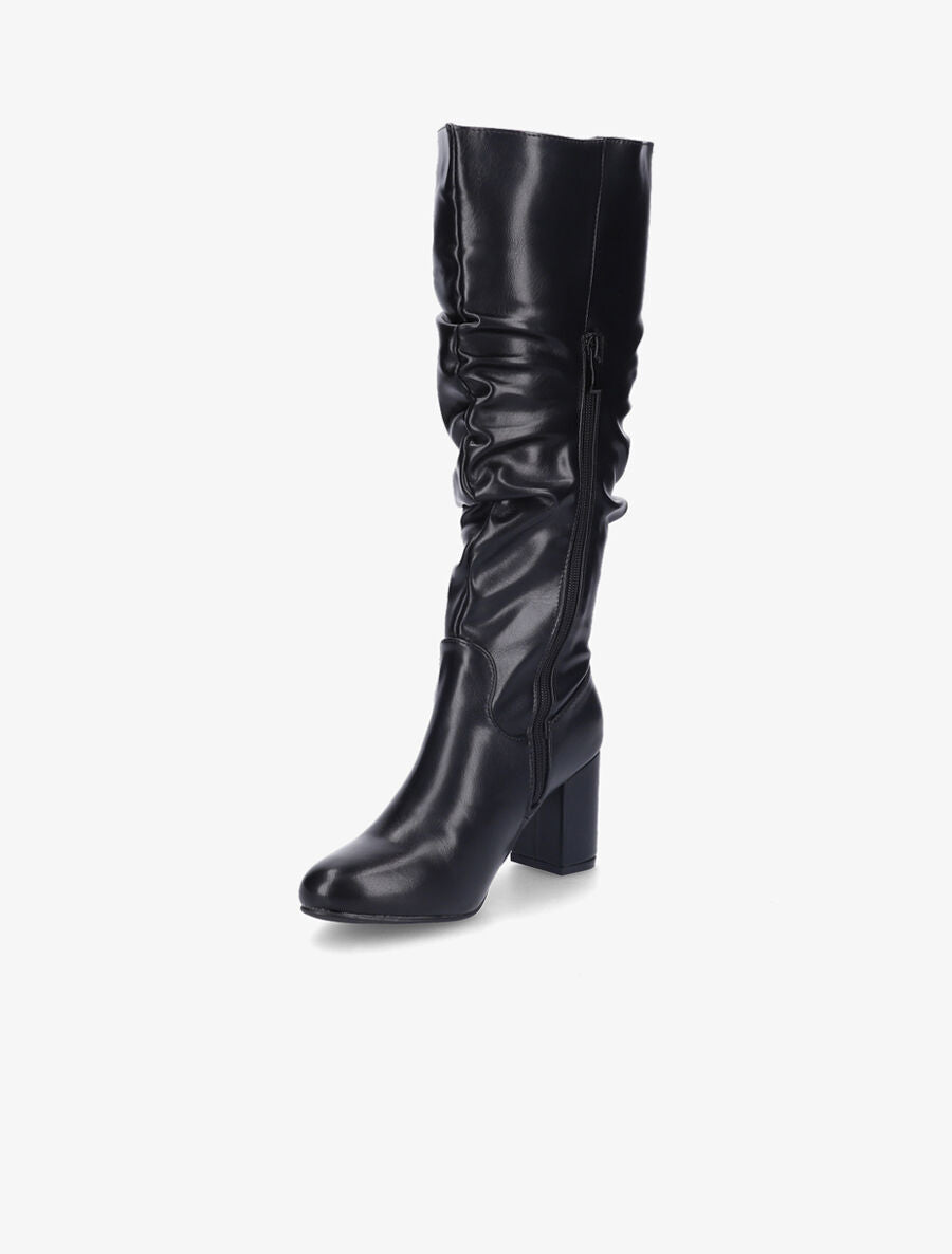 Bottes en simili à effet plissé - Noir - 3