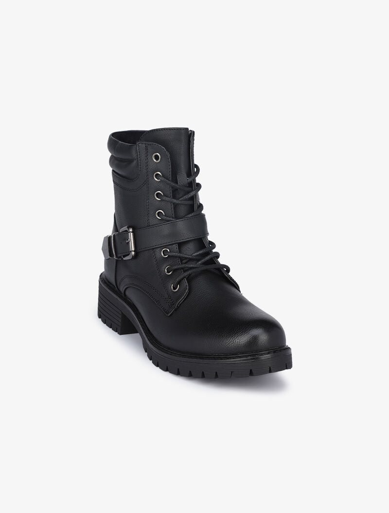 Boots à lacets et zips - Noir - 3