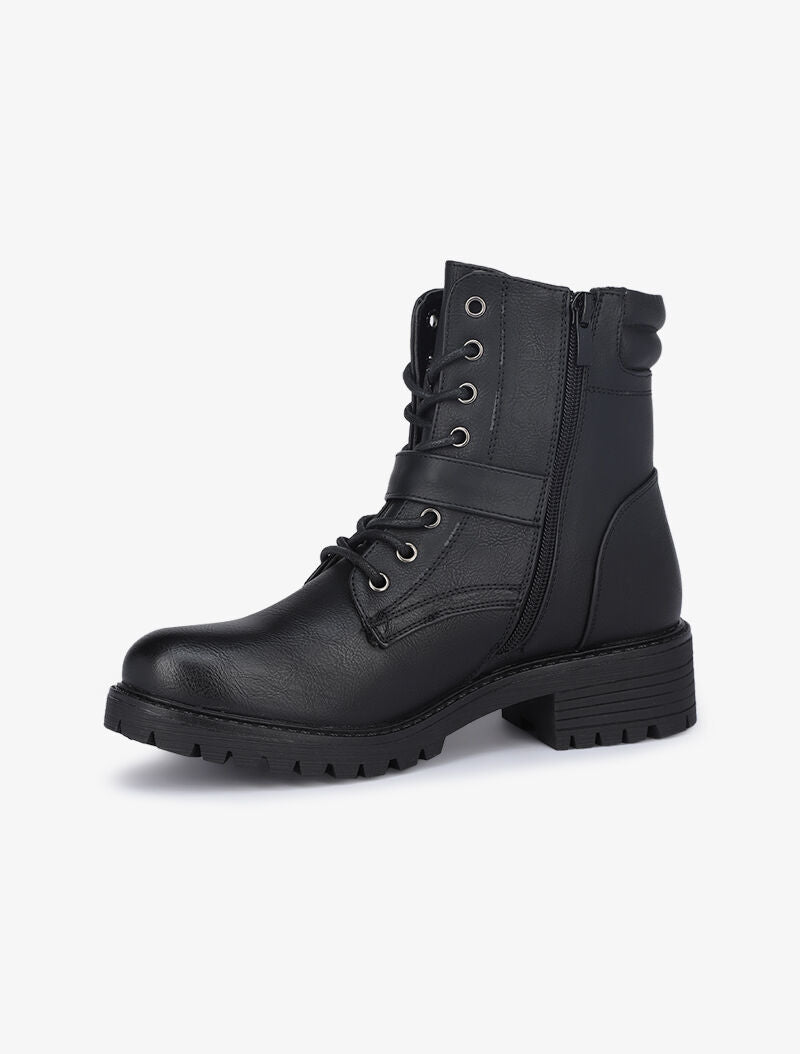 Boots à lacets et zips - Noir - 4