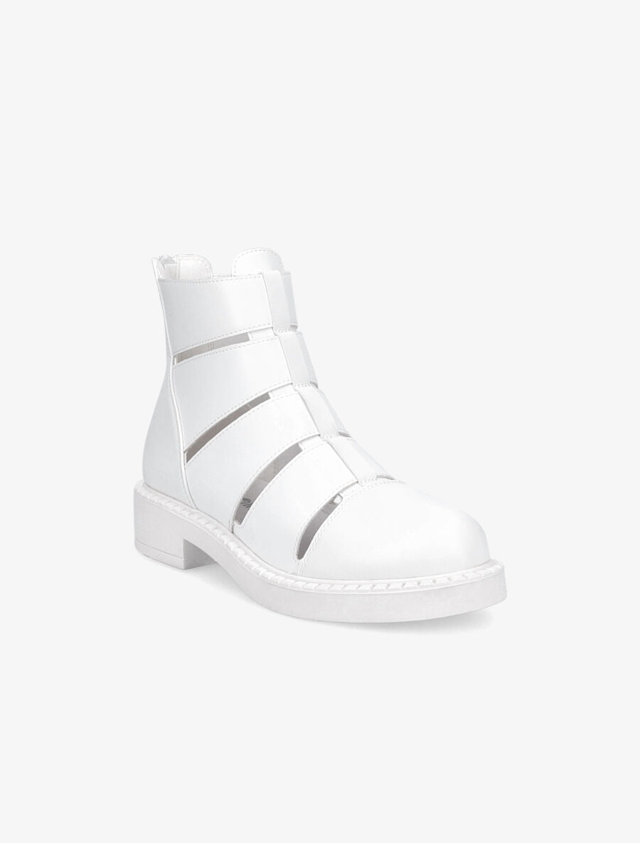 Bottines ajourées en simili - Blanc - 2