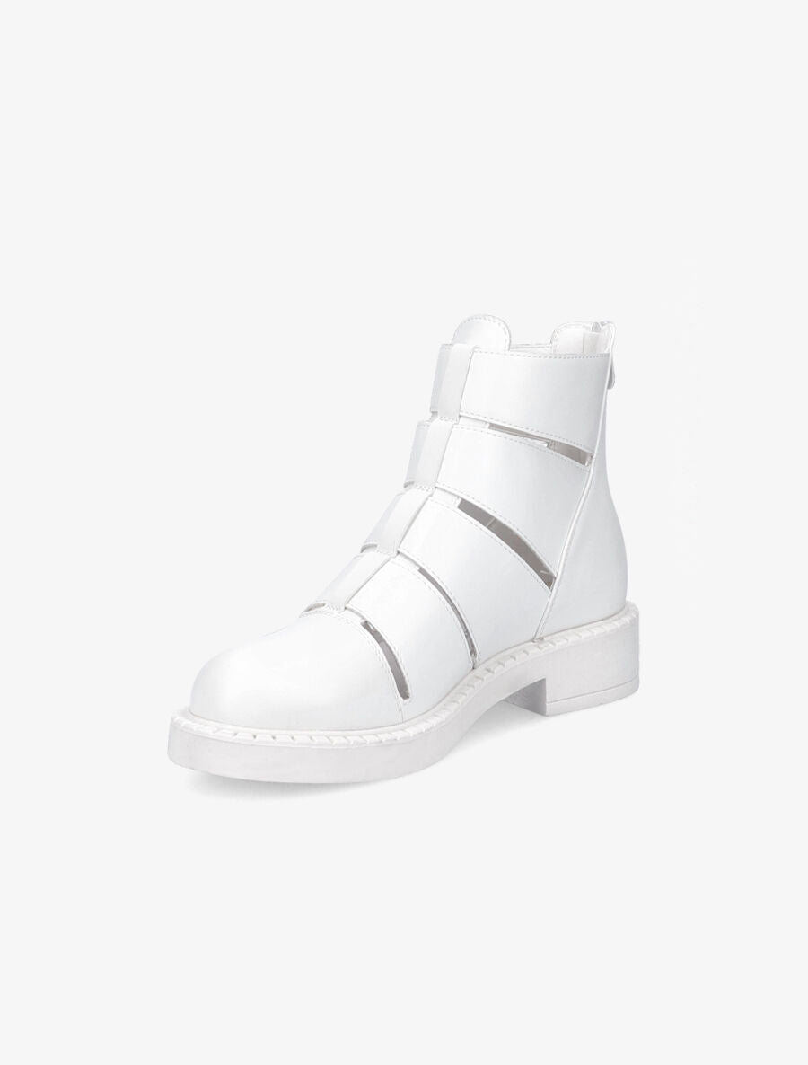 Bottines ajourées en simili - Blanc - 3