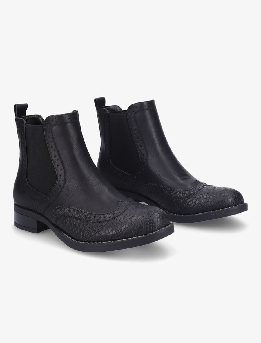Chelsea boots à bouts effet python - Noir - 4