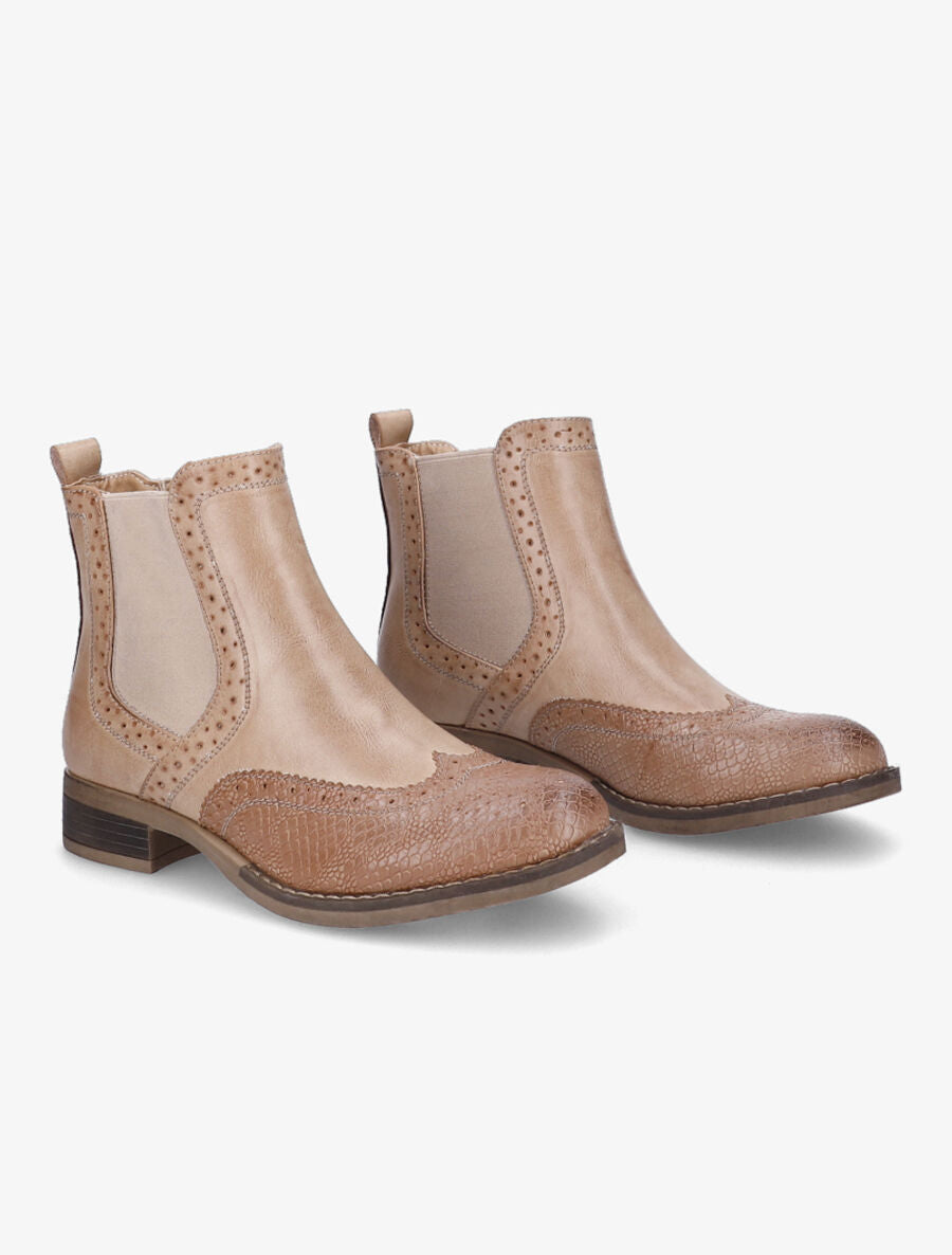Chelsea boots à bouts effet python - Camel - 4